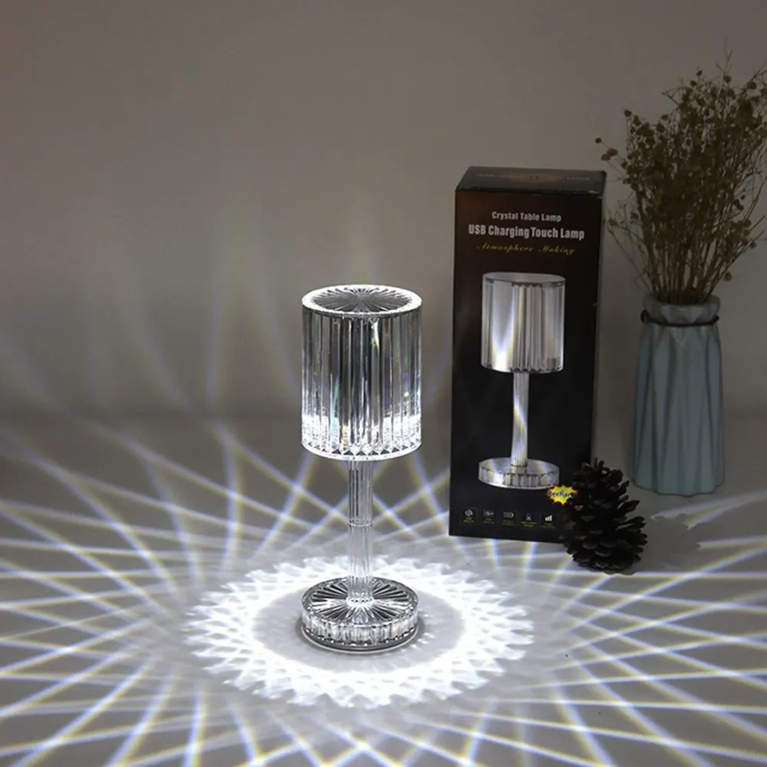 Lampa de Masa Wireless din Cristal Acrilic | LED RGB 16 Culori | Touch | 3 Temperaturi de Culoare | 3 Intensitati | Incarcare USB