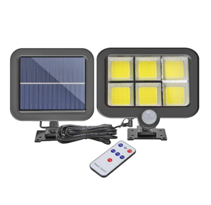 Set 6 Proiectoare Solare 6 COB cu Senzor de Mișcare, Panou Separat și Telecomandă