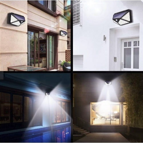 Set 8 Lămpi Solare de Perete cu 100 LED, Senzor de Mișcare și 3 Moduri de Iluminare
