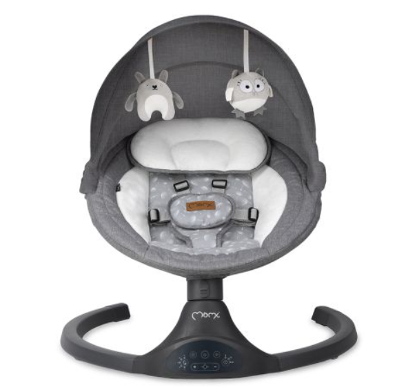 Balansoar Electric pentru Bebeluși cu Telecomandă, Bluetooth, 10 Melodii și Plasă Anti-Insecte