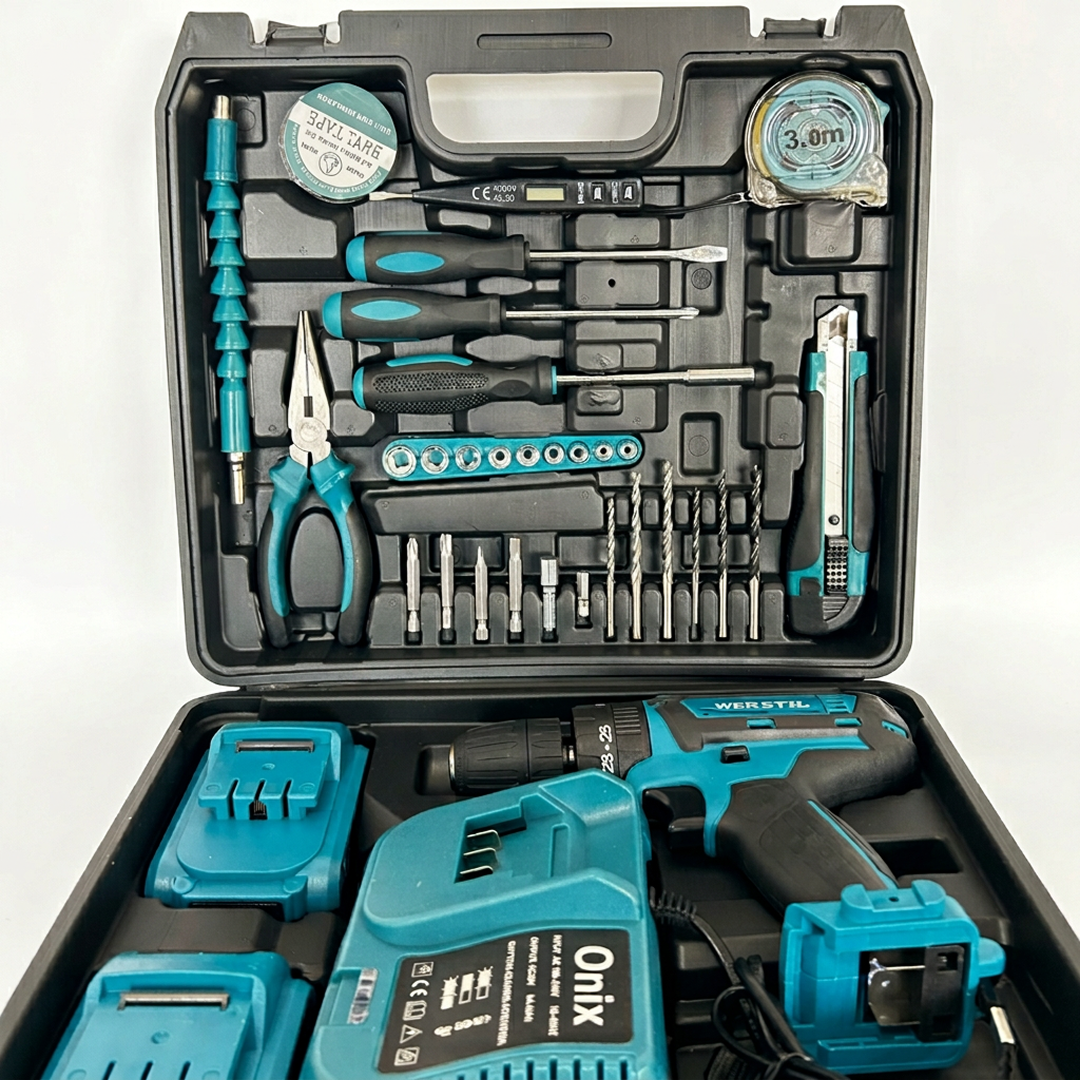 Set Bormasina Electrica 48V Cu 2 Acumulatori | Mini Fierastrau Inclus | Accesorii Complete | Valiza Profesionala