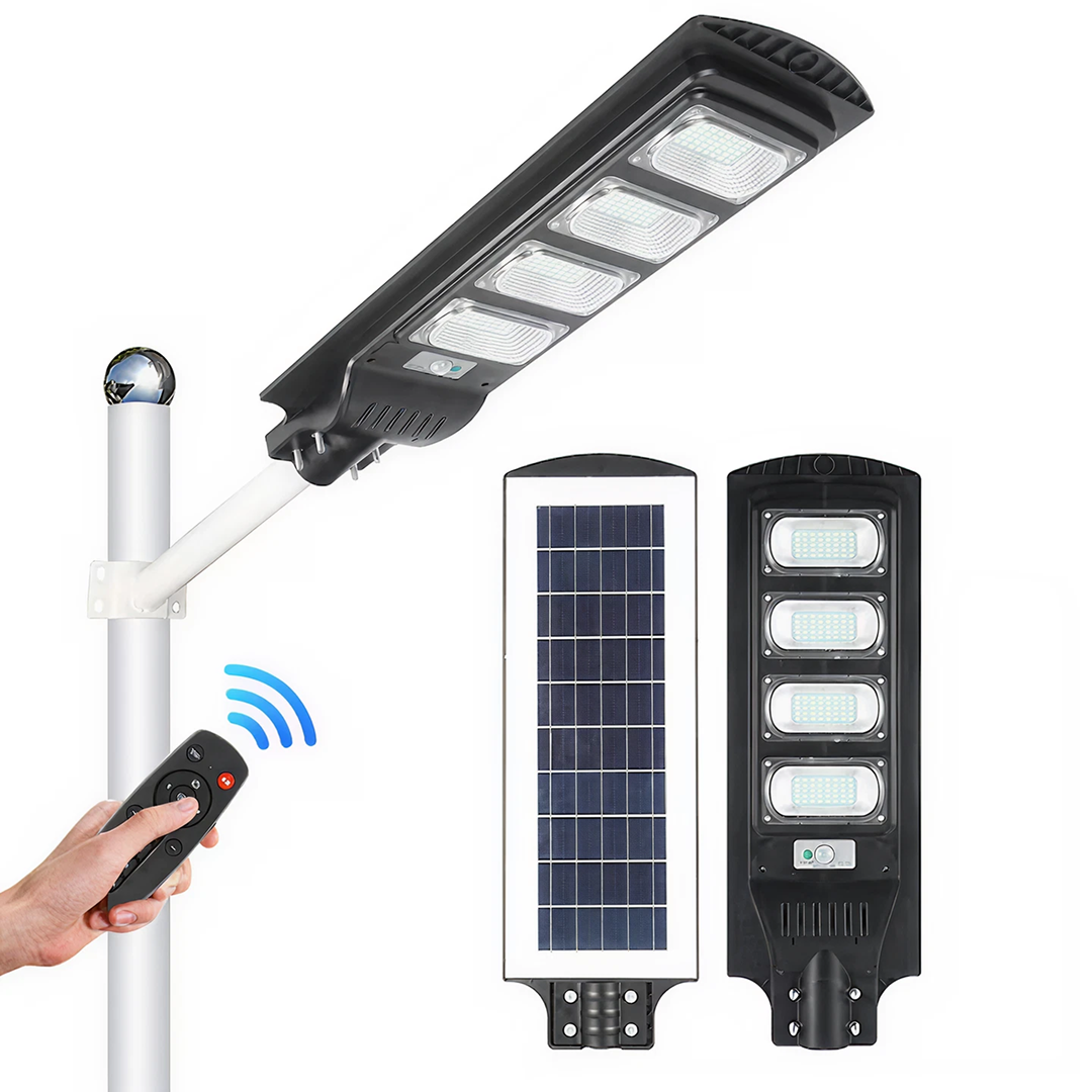 Promotie 1+1 Lampa Stradala Solara 200W | 4 COB | Proiector LED Cu Panou Solar Incorporat Si Telecomanda