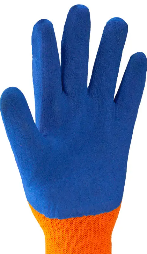 Manusi de lucru, tricot + latex, marime universala, portocaliu-albastru Aden