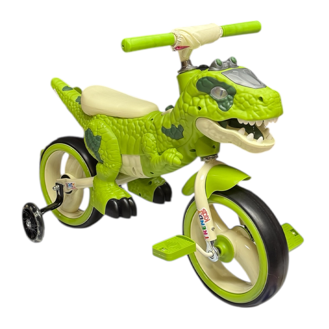 Tricicletă T-Rex 2 în 1 pentru Copii, Tricicletă și Bicicletă, Ochi LED și Răget