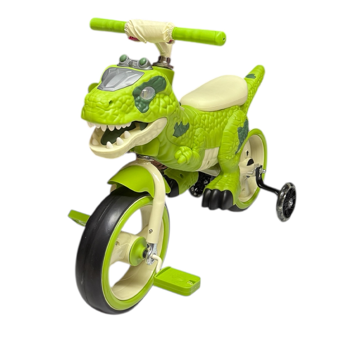Tricicletă T-Rex 2 în 1 pentru Copii, Tricicletă și Bicicletă, Ochi LED și Răget