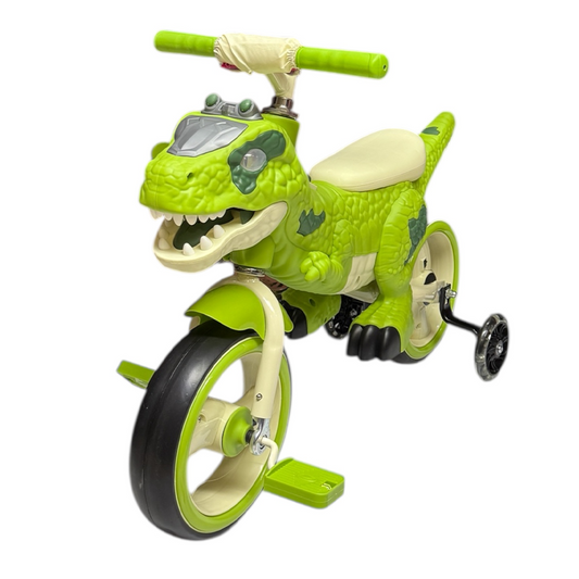 Tricicletă T-Rex 2 în 1 pentru Copii, Tricicletă și Bicicletă, Ochi LED și Răget