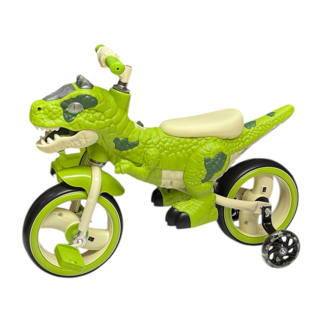 Tricicletă T-Rex 2 în 1 pentru Copii, Tricicletă și Bicicletă, Ochi LED și Răget