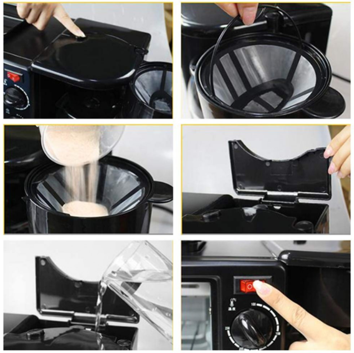 Aparat Multifunctional Mic Dejun 3 in 1 – Morning Station, Cuptor + Cafetiera + Grill