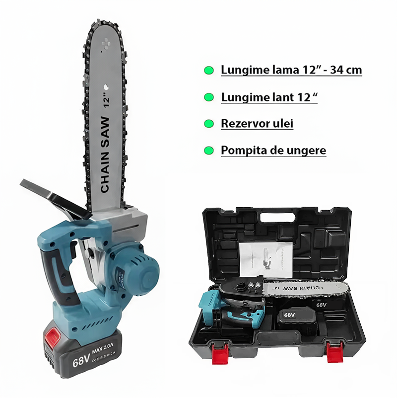 Drujba Electrica Cu Lant WERSTIL, Lama 30cm, 2 Acumulatori 48V, 4200 RPM