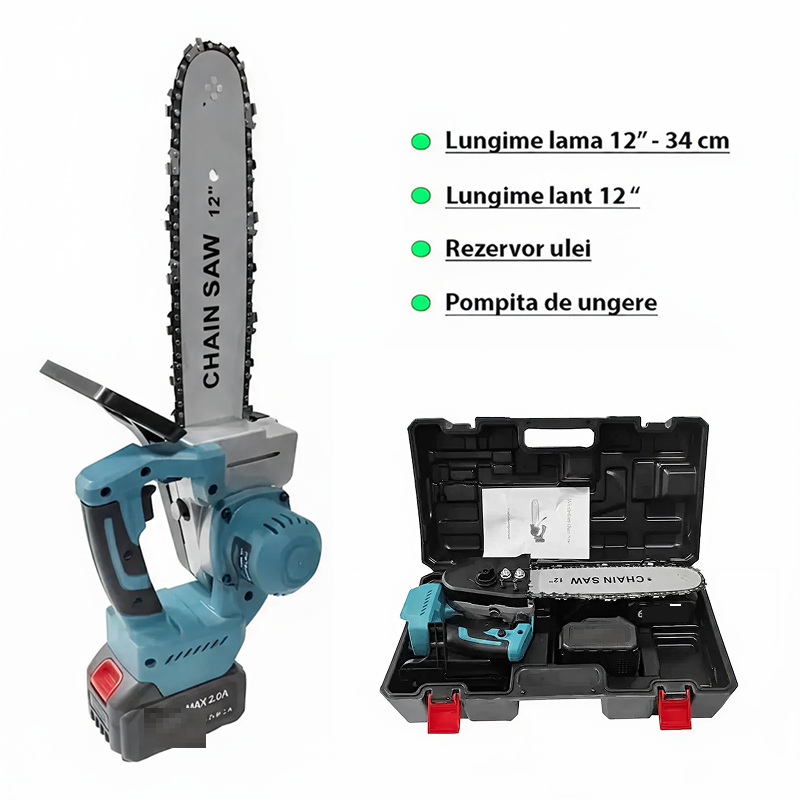 Drujba Electrica Cu Lant WERSTIL, Lama 30cm, 2 Acumulatori 48V, 4200 RPM