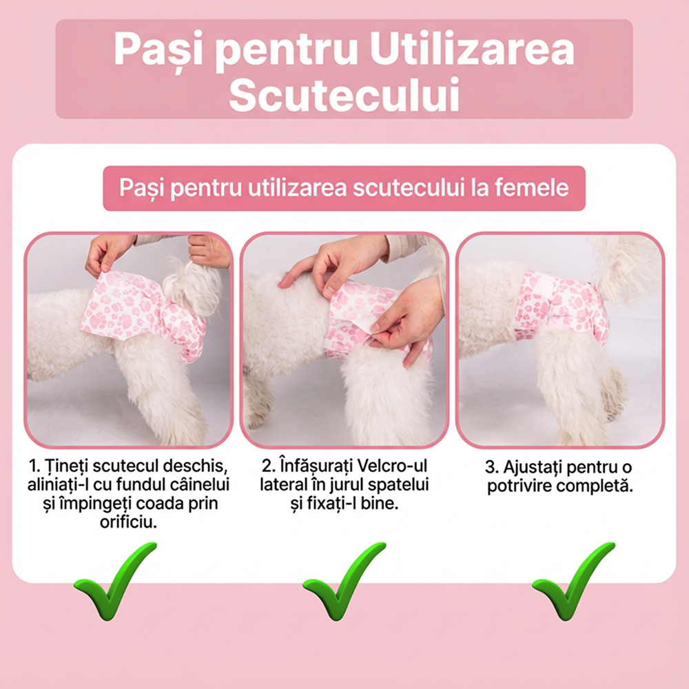 Scutece De Unica Folosinta Pentru Caini Femele | Marime MINI (18–30 cm, 1–2 kg) | Protectie Antiscurgere | 8 Bucati