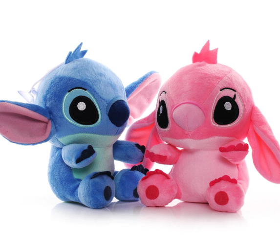1 + 1 PROMO – Set Jucării Plus Stitch & Angel | Personaje Lilo & Stitch | 24 cm | Albastru + Roz