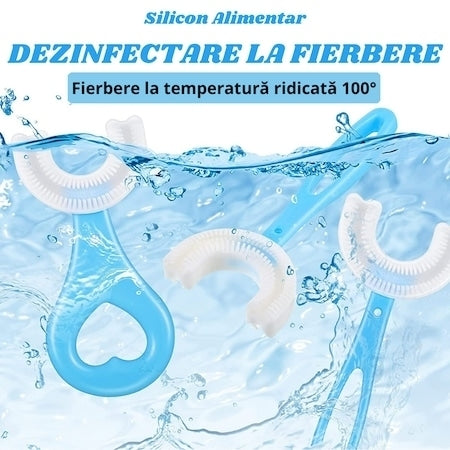 Periuta de dinti circulara U-Shape, pentru copiii de 3-7 ani, Albastra/Roz