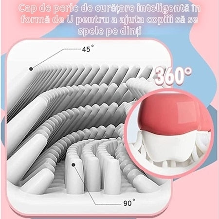 Periuta de dinti circulara U-Shape, pentru copiii de 3-7 ani, Albastra/Roz