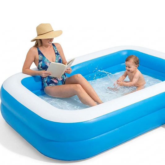 Piscina Gonflabila Familiala | PVC Rezistent | 200 x 120 x 40 cm | 2 Inele Gonflabile | Pentru Curte Si Gradina
