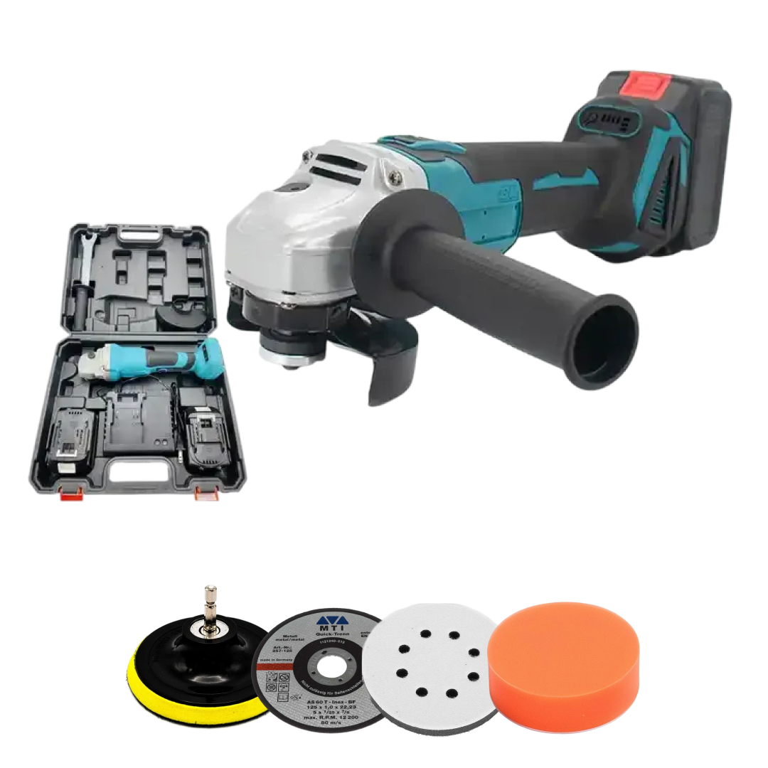 Polizor Unghiular Cu Acumulator 48V | 2 Acumulatori Detasabili | Discuri Incluse Taiere Slefuire Lustruire | Cu Incarcator Si Valiza