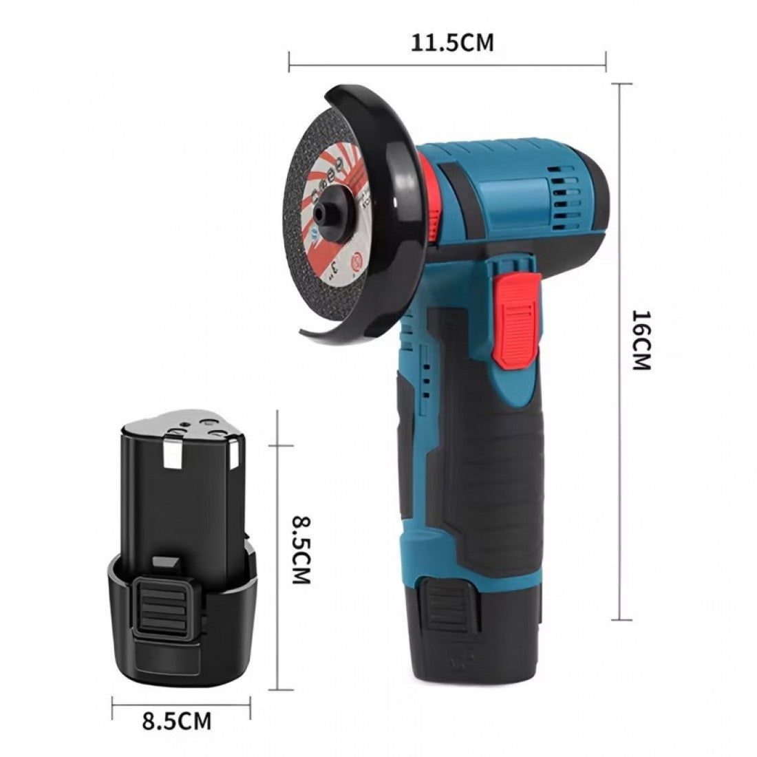 Mini Polizor Unghiular cu Acumulator 48V, Brushless, 5 Discuri 76 mm, 2 Acumulatori