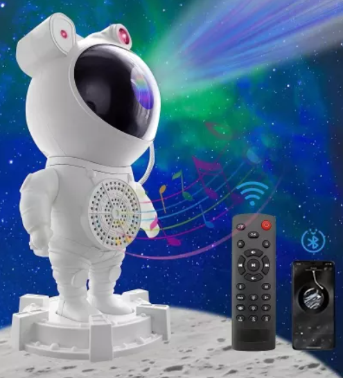 Proiector Astronaut cu Stele și Aurore Boreale, Boxă Bluetooth, Telecomandă și Timer