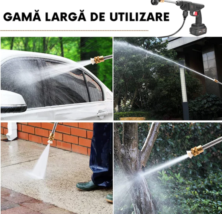 Aparat de spalat cu presiune, puternic , 2 acumulatori de 36 V , cu rezervor de detergent