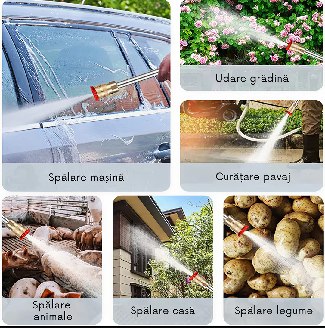 Aparat de Spalat cu Presiune 20 Bari | Acumulator 36V | Rezervor Detergent 200 ml | Furtun 5 m