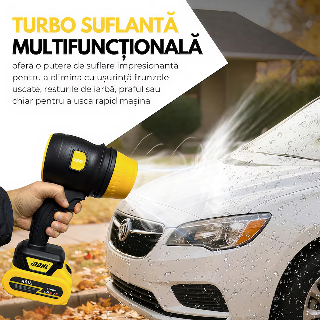 Suflanta Aer Turbo Portabila | 2 Acumulatori 48V | 1050W | 34000 RPM | Compacta