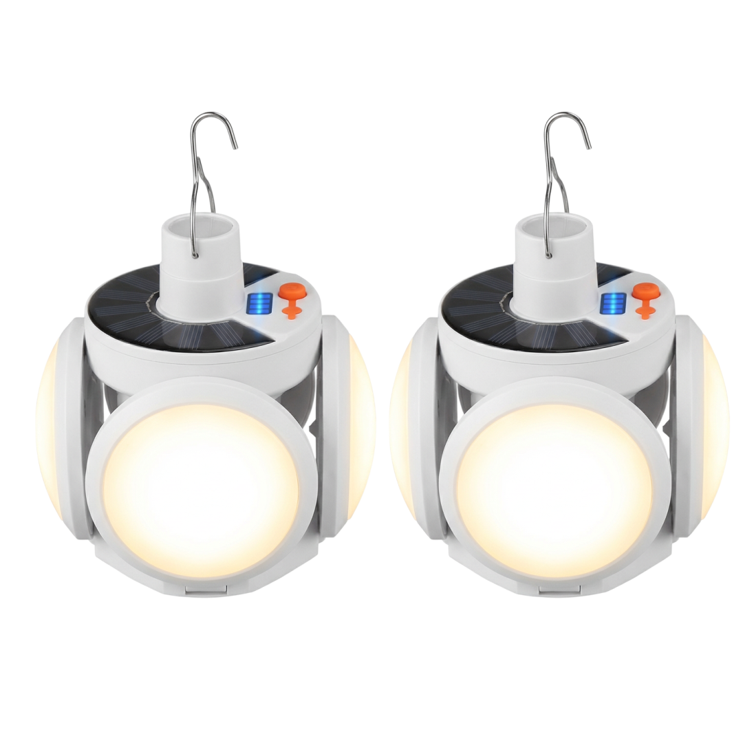 PROMO 1+1 Gratis Bec Solar Pliabil Tip Minge | 45 LED | 5 Moduri Iluminare | IP65 | Camping Exterior