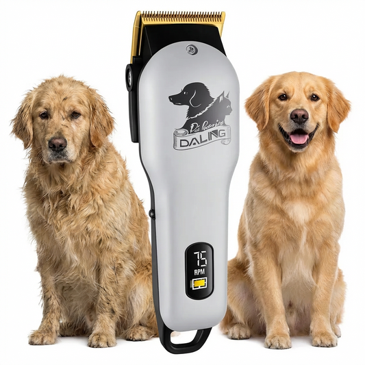 Masina De Tuns Animale Profesionala Fara Fir | 7500 RPM | 240 Minute Autonomie | Display Digital | 4 Capete + Accesorii Complete