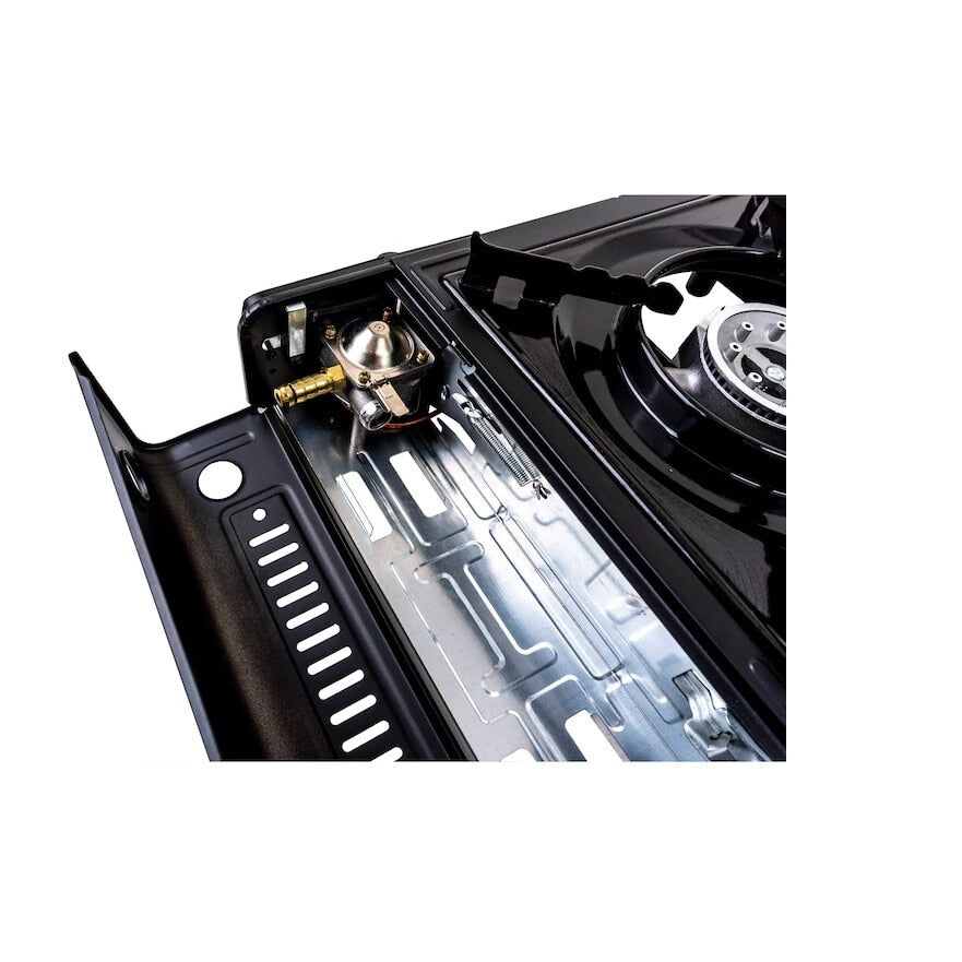 Aragaz Portabil Camping | Aprindere Automata | 2.3 kW | Functioneaza Cu Gaz Butan/GPL | Culoare Neagra