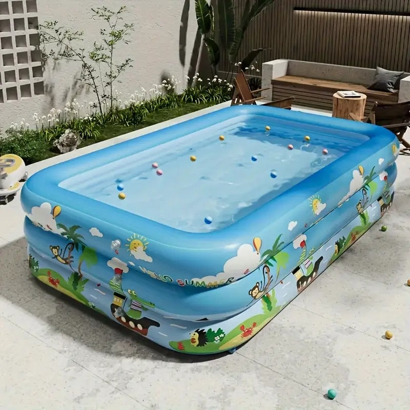 Piscina Gonflabila Familiala | 300 x 170 x 56 cm | 3 Inele Rezistente | PVC Durabil | Pentru Curte si Gradina