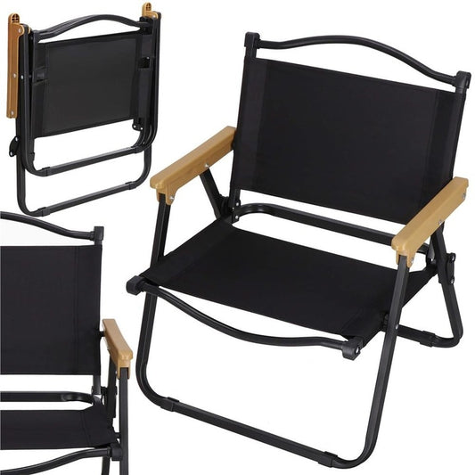 Set 2 Scaune Pliabile Metalice Gradina Camping | Rezistente 80kg | Usoare Compacte | Poliester + Cadru Metalic | Negru
