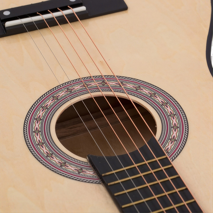 Chitară Acustică Crem 38 inch pentru Începători, Mărime 4/4, 6 Corzi Metalice