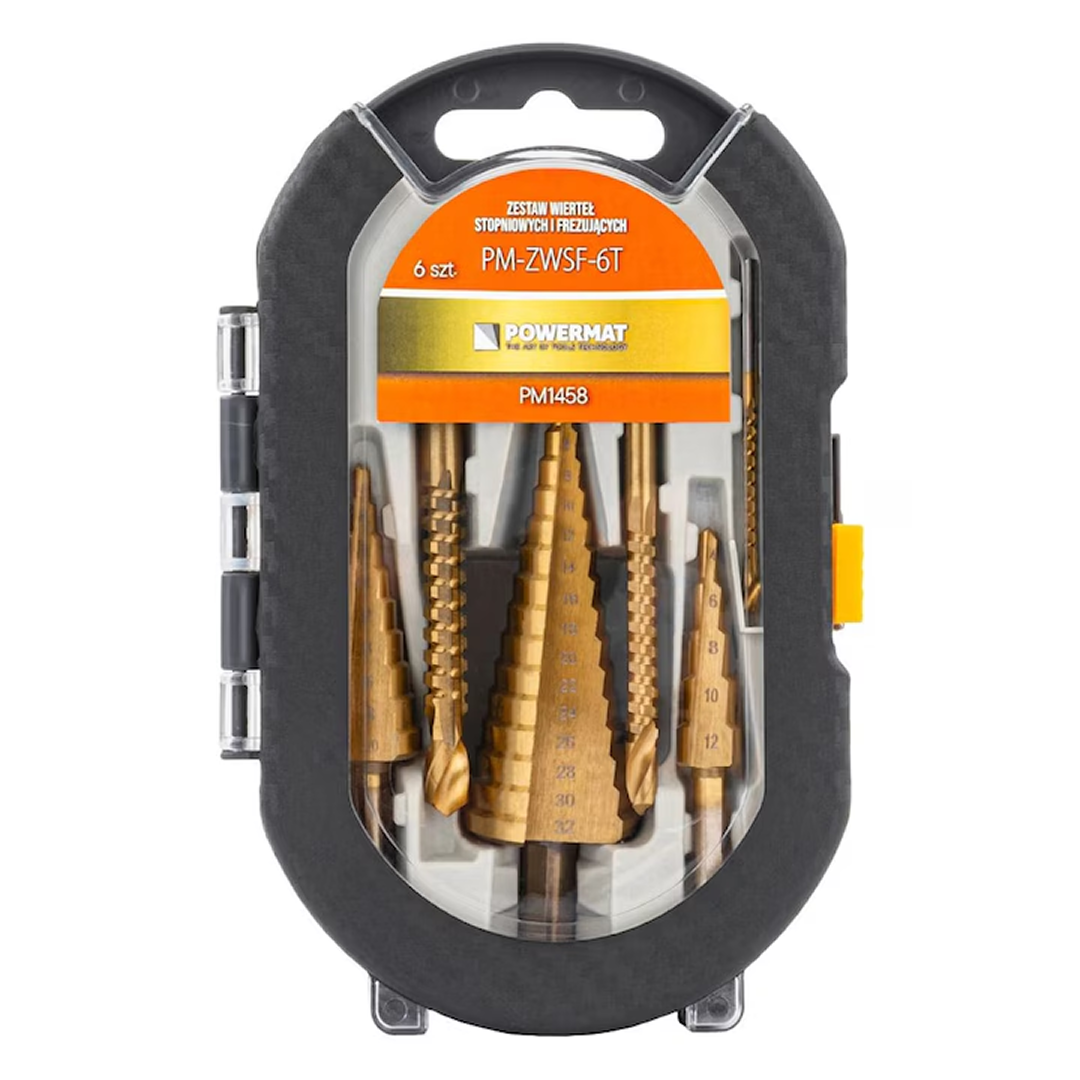 Set 6 Burghie HSS Titan Conice Si Zimtate | Pentru Metal Lemn Otel | Rezistente Uzura | Precizie Ridicata | Cutie Depozitare
