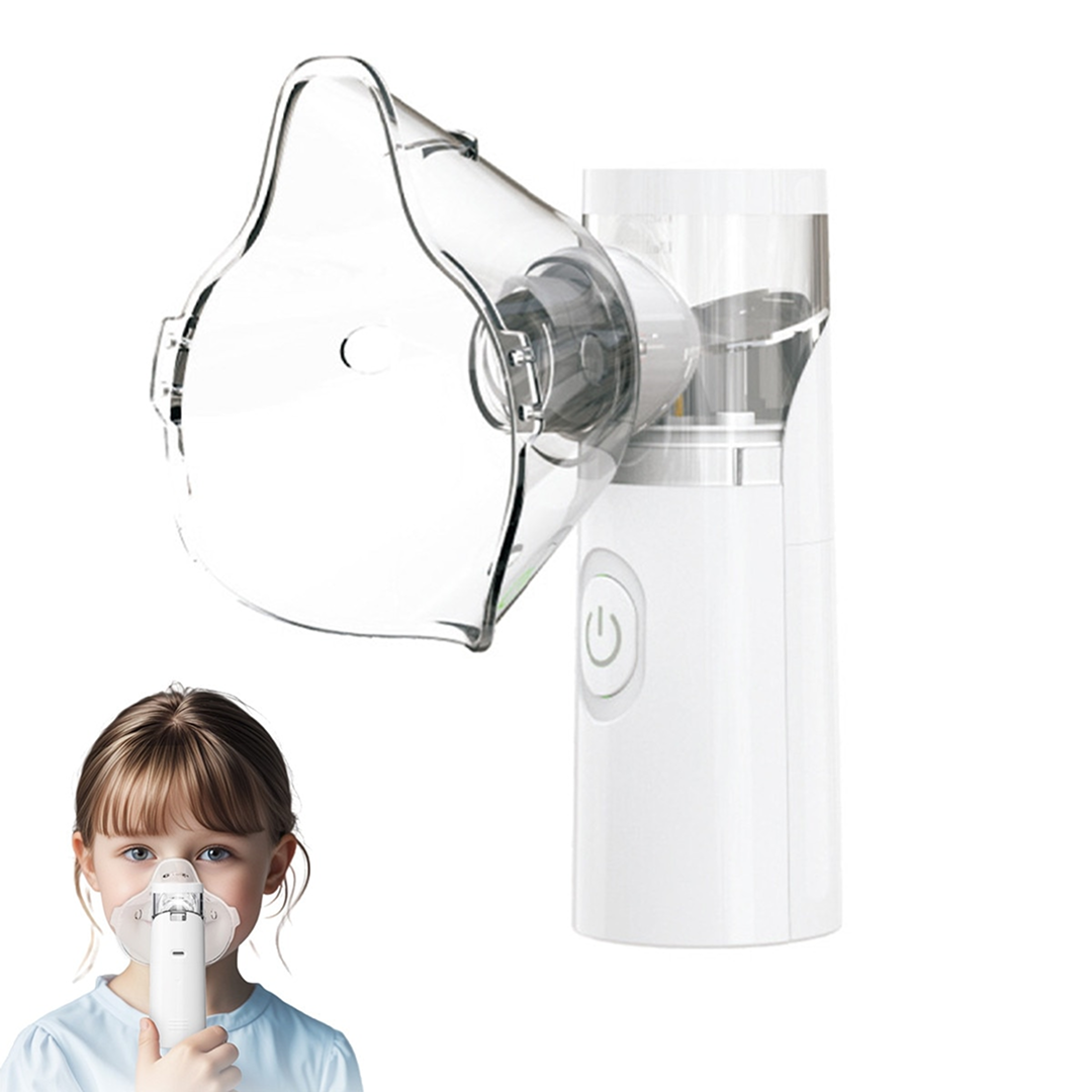 Aparat de Aerosoli Portabil Universal Cu 3 Interfete | Debit 0.2 ml/min | Silentios | Alimentare USB Sau Baterii | Alb