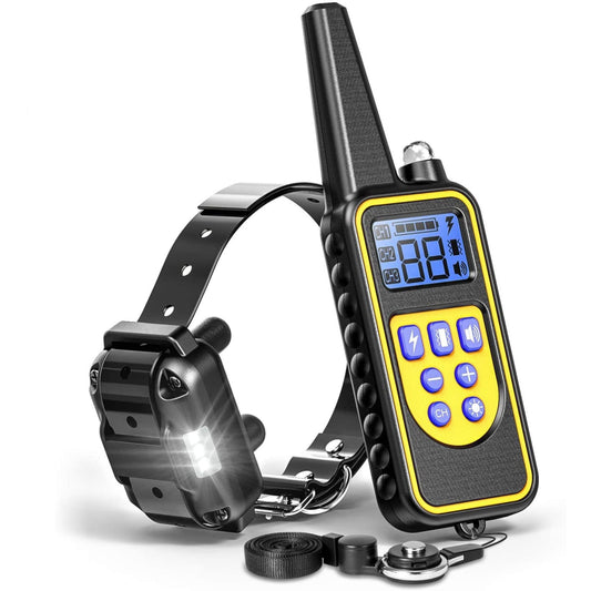 Zgarda Electrica Reincarcabila Pentru Dresaj Caini | 4 Moduri De Antrenament | Raza 800m | Rezistenta La Apa | Autonomie Mare