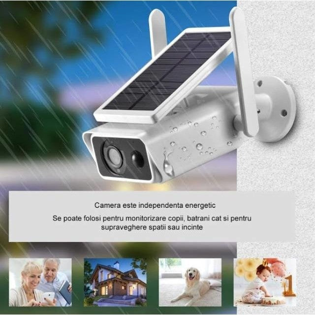 Camera IP WiFi Solara | Full HD 1080P, Senzor PIR, Night Vision 20m, Audio Bidirectional, Card 64GB Inclus, IP66