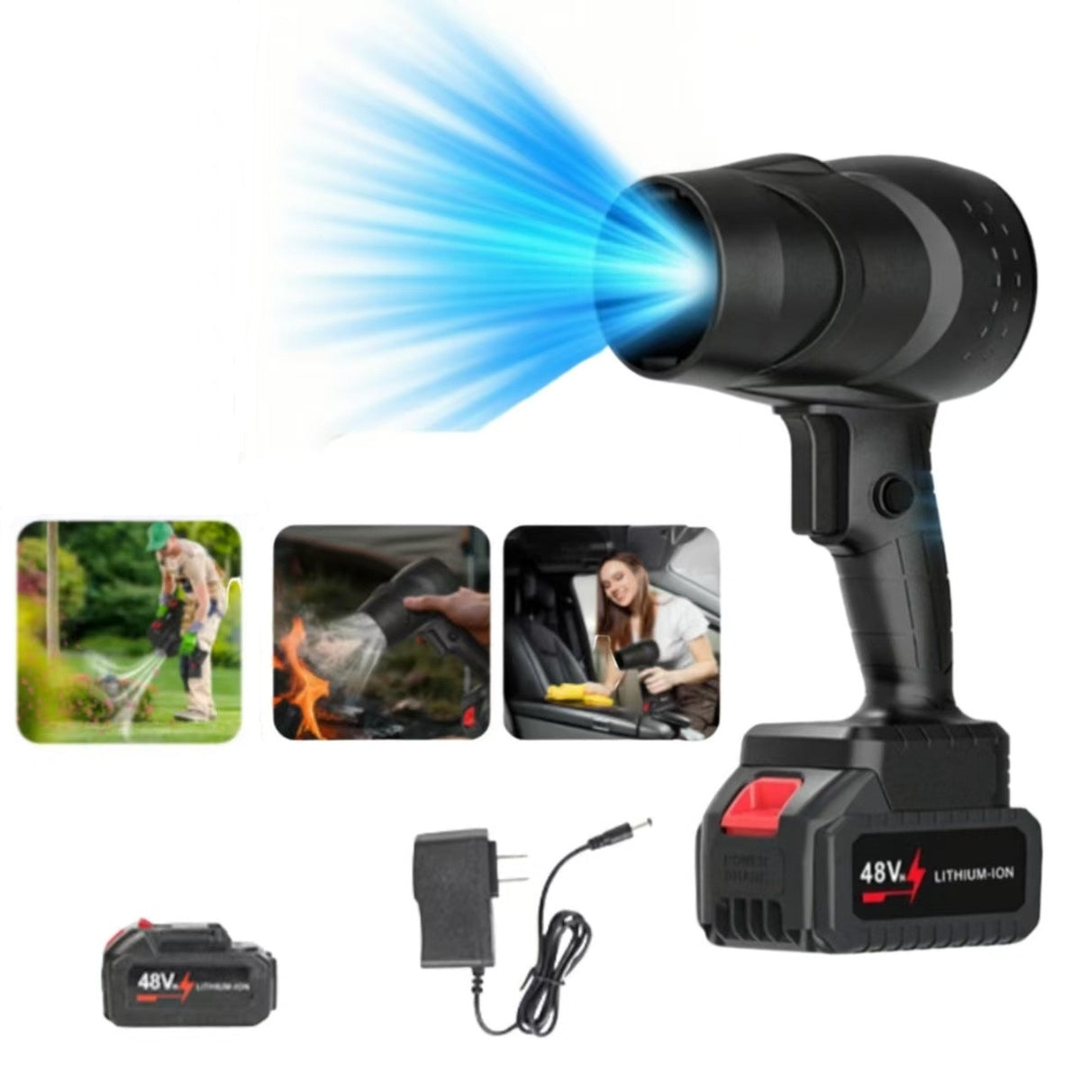 Suflantă cu Acumulator 48V, 2 Acumulatori 3000 mAh, Design Pistol, cu Valiză