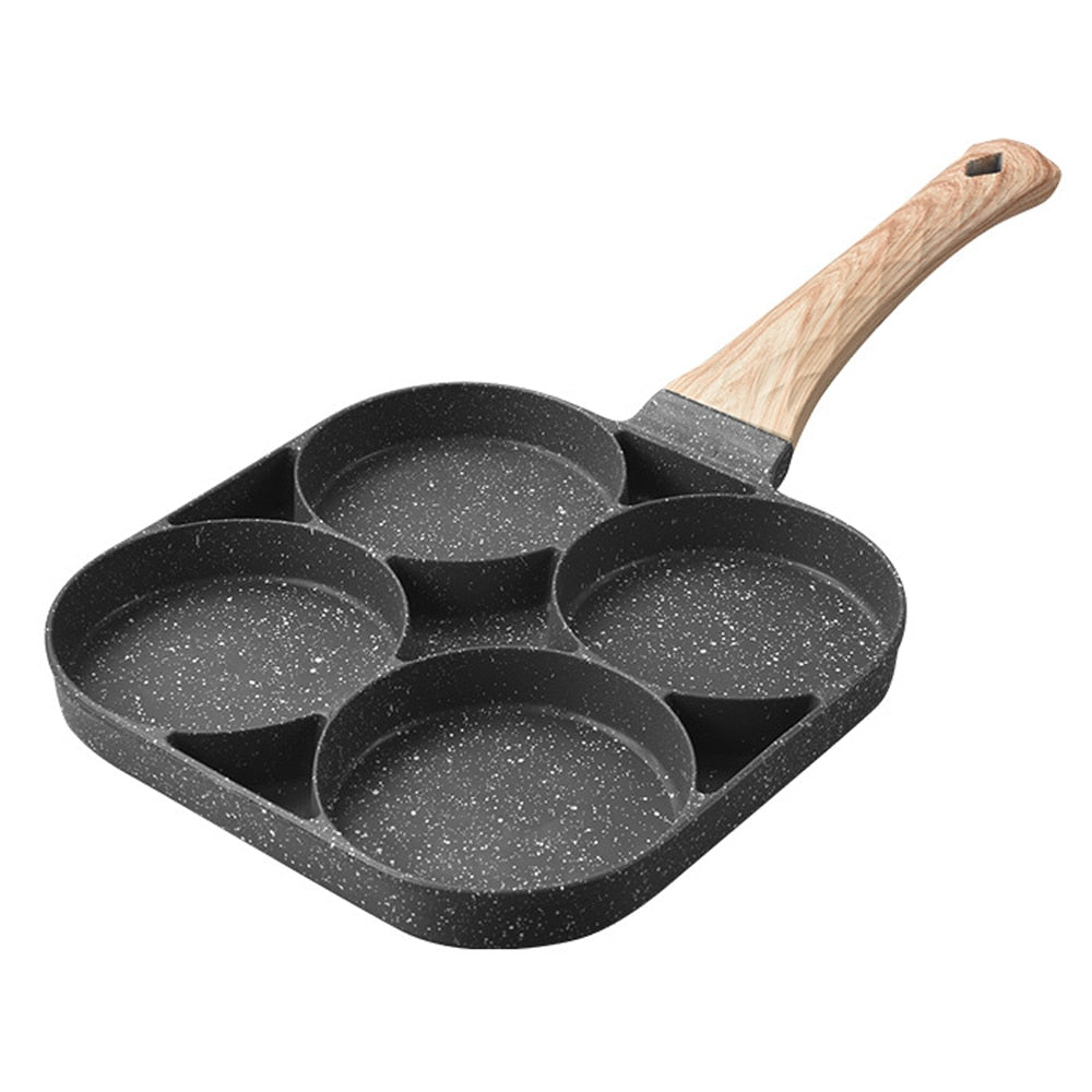 Tigaie Antiaderenta Cu 4 Compartimente | Maner Lemn | Compatibila Cu Inductie Si Aragaz