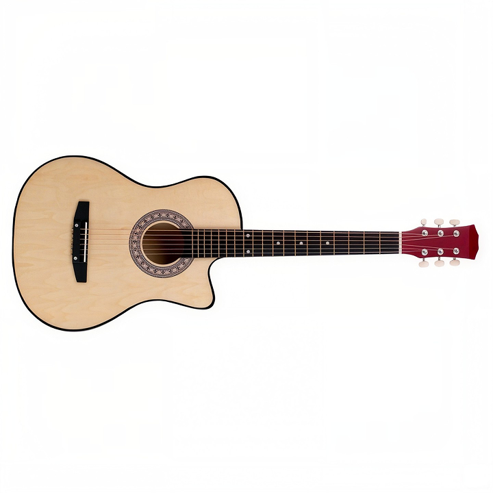 Chitară Acustică Crem 38 inch pentru Începători, Mărime 4/4, 6 Corzi Metalice