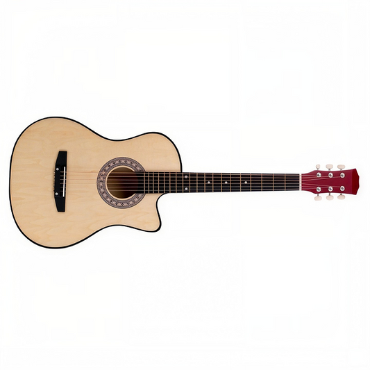 Chitară Acustică Crem 38 inch pentru Începători, Mărime 4/4, 6 Corzi Metalice