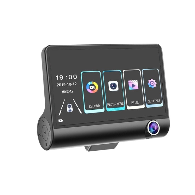 Cameră Auto Dublă Față + Interior, Full HD 1080p, Ecran Tactil 4 inch, Unghi 170°