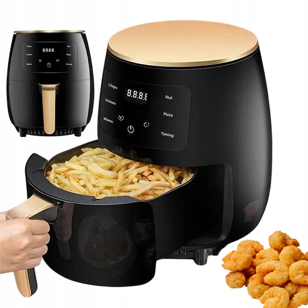 Friteuză cu Aer Cald 6 L, 2400W, 8 Programe, Panou Tactil, 50–200°C