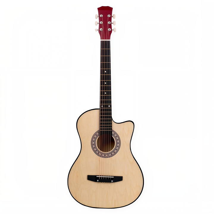 Chitară Acustică Crem 38 inch pentru Începători, Mărime 4/4, 6 Corzi Metalice