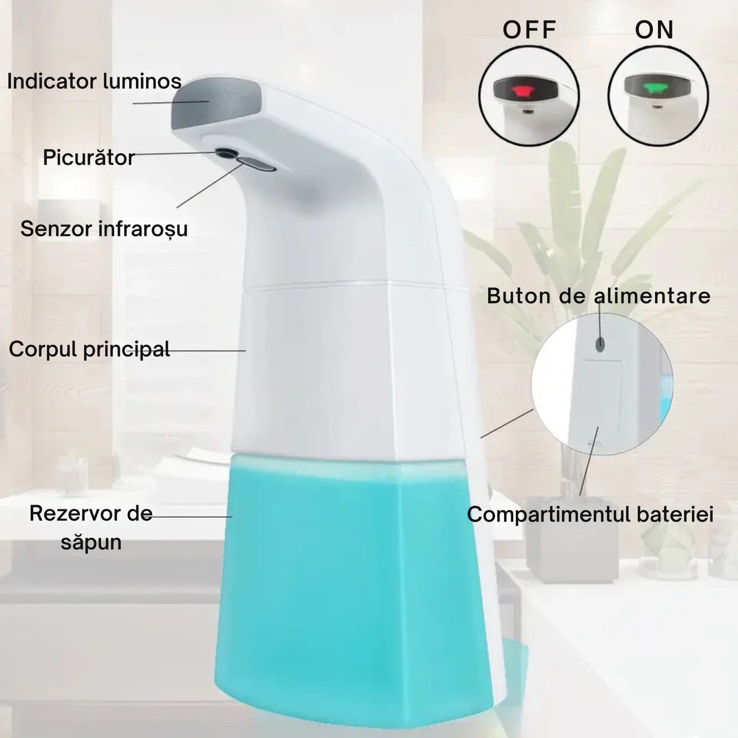 Dozator De Săpun Spumă Cu Senzor De Mișcare | Automat, 250 ml, Design Modern