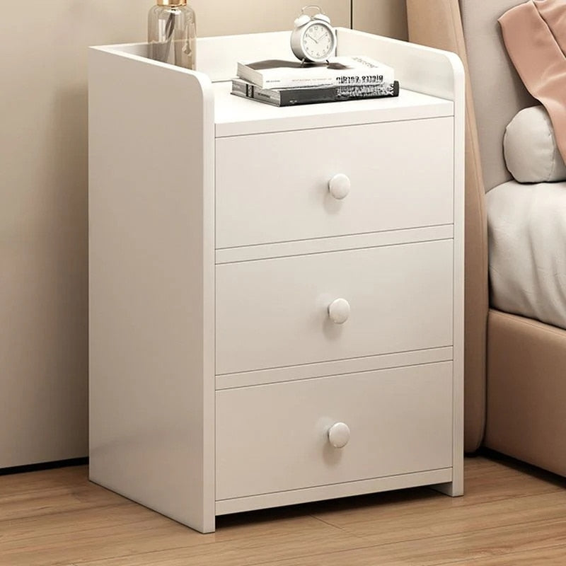 Noptiera Compacta cu 3 Sertare | PAL Melaminat | Design Minimalist | Alba | 32.2x26x48 cm