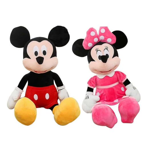 Set 2 Plusuri Minnie & Mickey Mouse | Jucarii Muzicale | 25 cm | Material Catifelat | Cadoul Ideal Pentru Copii
