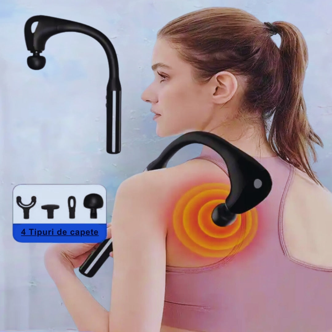 Aparat De Masaj Profesional Forma L | 5 Viteze, 4 Capete Interschimbabile, USB-C, 10W