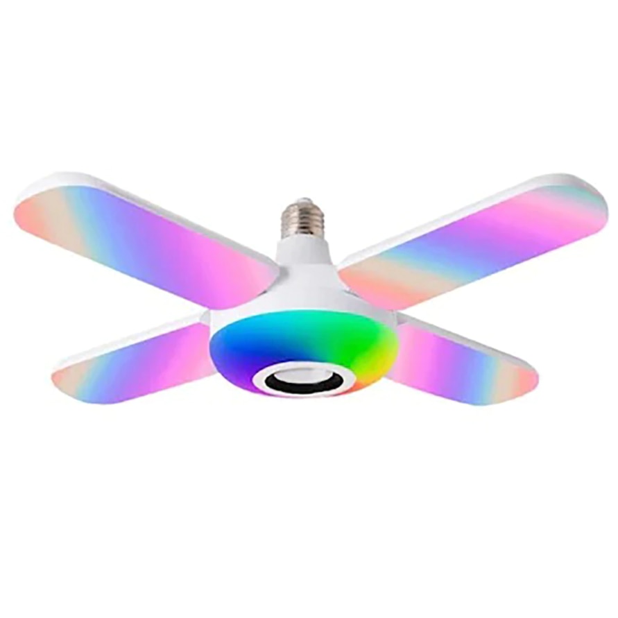 Bec LED Cu 4 Brate 50W | Lumina Multicolora RGB, Functie Muzicala Bluetooth, Telecomanda Inclusa, Soclu E27