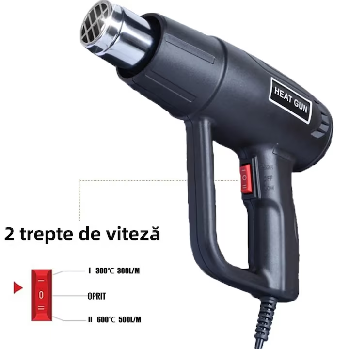 Pistol cu Aer Cald EHG-8610I | 2000W | 700°C | 600 L/min | Reglaj Debit Aer | 700 g