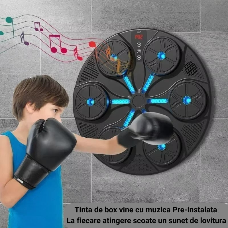 Aparat Inteligent De Antrenament Pentru Box | Cu Muzica, LED-uri Si Functii Interactive | Manusi Incluse, Montare Pe Perete