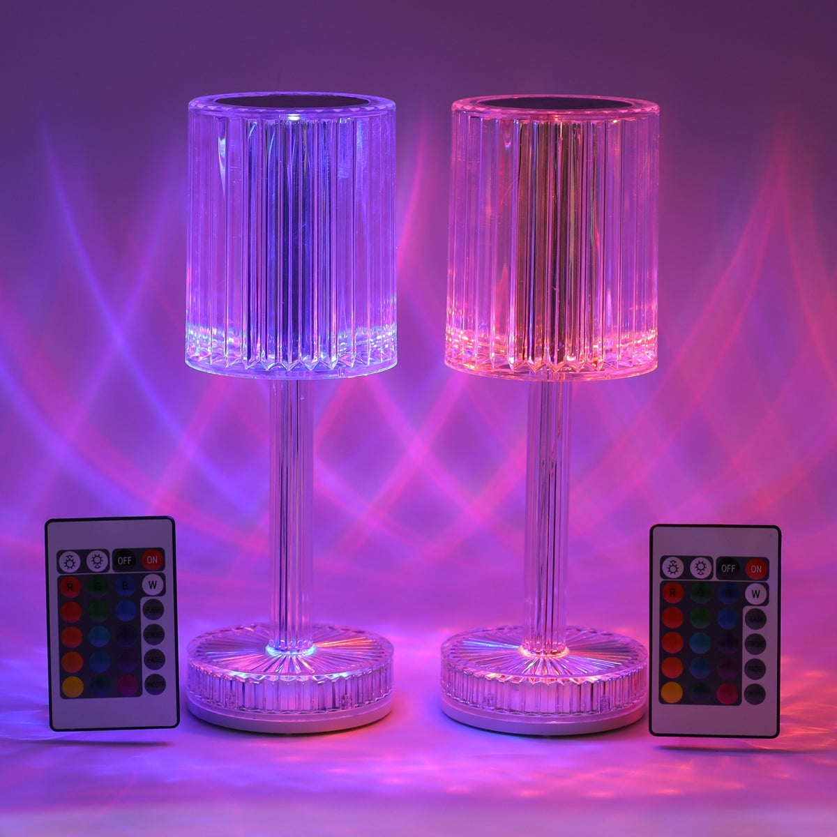 Lampa de Masa Wireless din Cristal Acrilic | LED RGB 16 Culori | Touch | 3 Temperaturi de Culoare | 3 Intensitati | Incarcare USB
